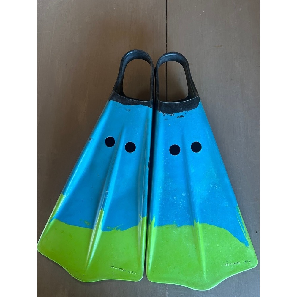 Voit Duck Feet Swim Fins Mens XL Blue Green Black Custom Model Vintage Diving